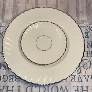 Vintage Syracuse China Charm Dinner Plate and Saucer Platinum Rim
